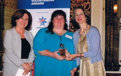 Jenny Dodd, CEO of TasTAFE, volunteer Fiona Armstrong and Kate Warner, Governor of Tasmania