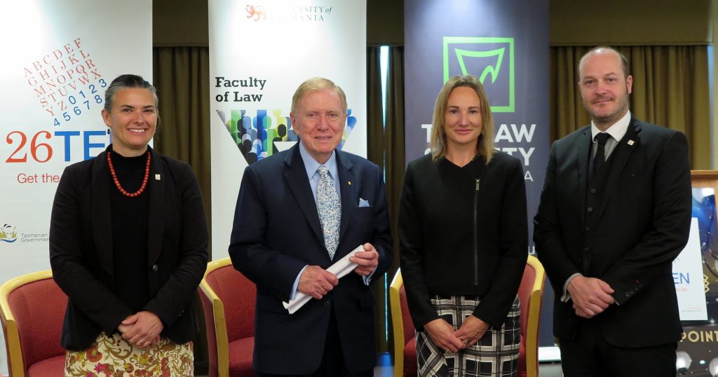 Photo of (left to right): Anita Planchon, Michael Kirby, Rowena Holder, Hamish Locke