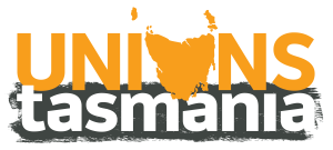 Unions Tasmania logo - 'o' in 'unions' is a map of Tasmania